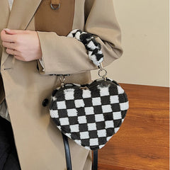Stone Pattern PU Leather Crossbody Bag Women's Heart Tote Bag