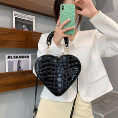 Stone Pattern PU Leather Crossbody Bag Women's Heart Tote Bag