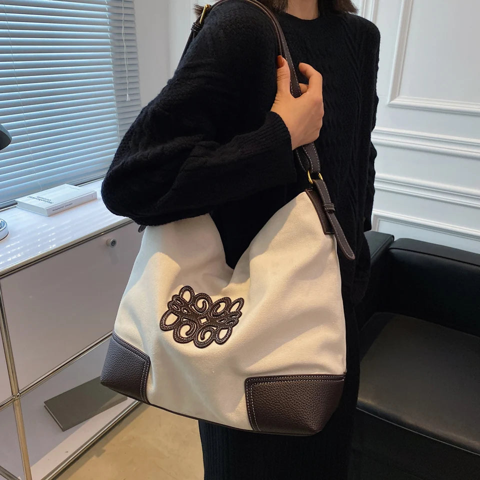 Large Capacity Canvas Shoulder Bags for Women Soft Crossbody Bags