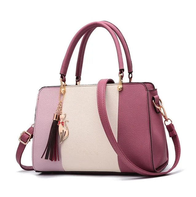 Tassel Patchwork Totes Casual Flap Handbag Shoulder Bag