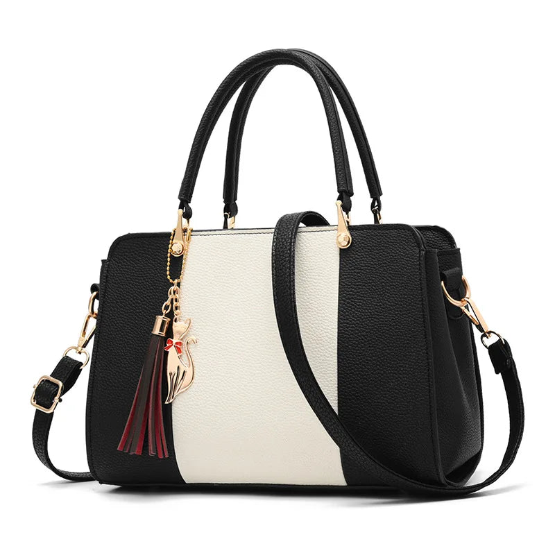 Tassel Patchwork Totes Casual Flap Handbag Shoulder Bag