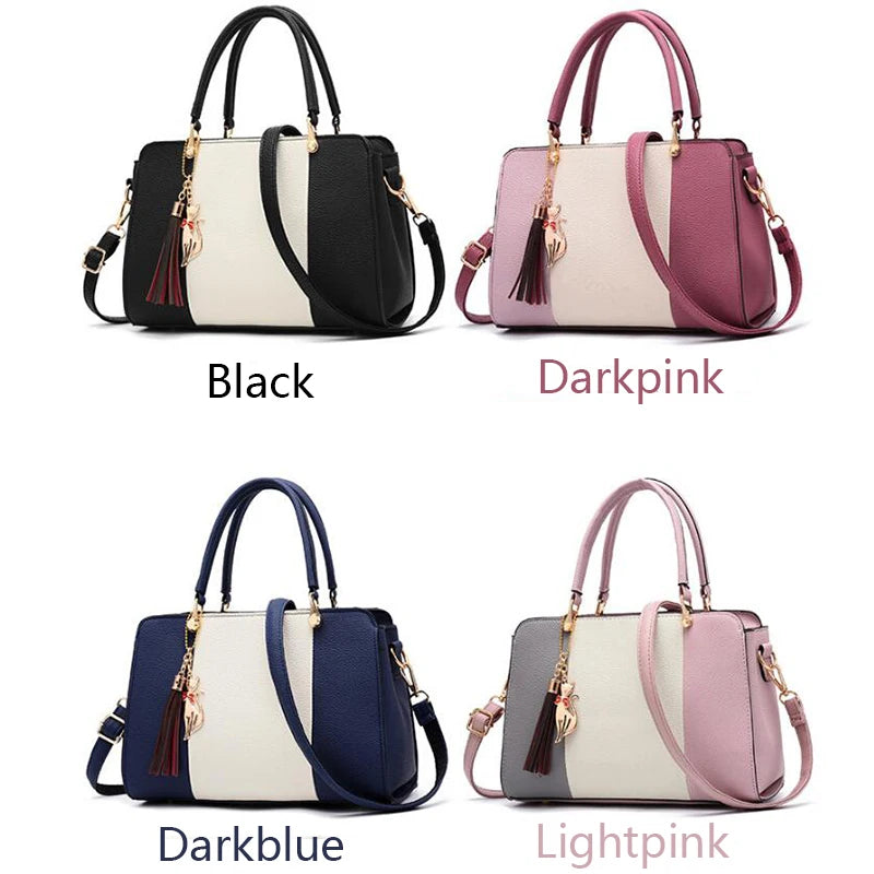 Tassel Patchwork Totes Casual Flap Handbag Shoulder Bag