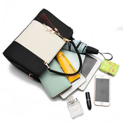 Tassel Patchwork Totes Casual Flap Handbag Shoulder Bag