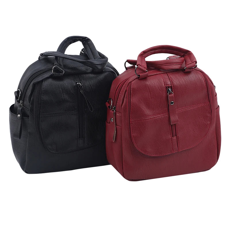 Women's Leather School Backpack Casual Bag