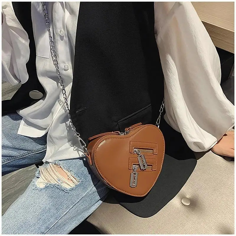 Gothic Heart Zipper Crossbody Bag for Women Girls