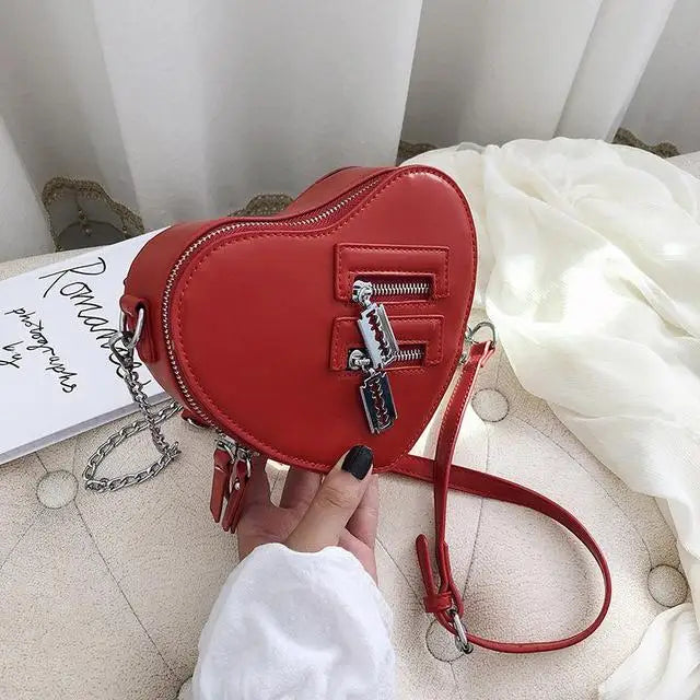 Heart Shape Shoulder Bag Women Chain Crossbody Red Love Purse Clutch Bag