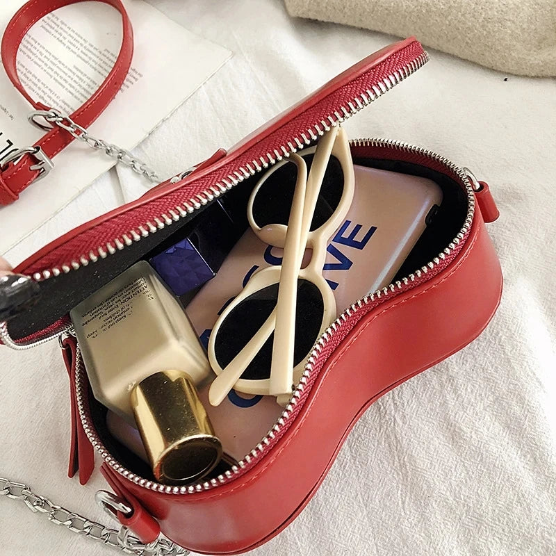 Heart Shape Shoulder Bag Women Chain Crossbody Red Love Purse Clutch Bag