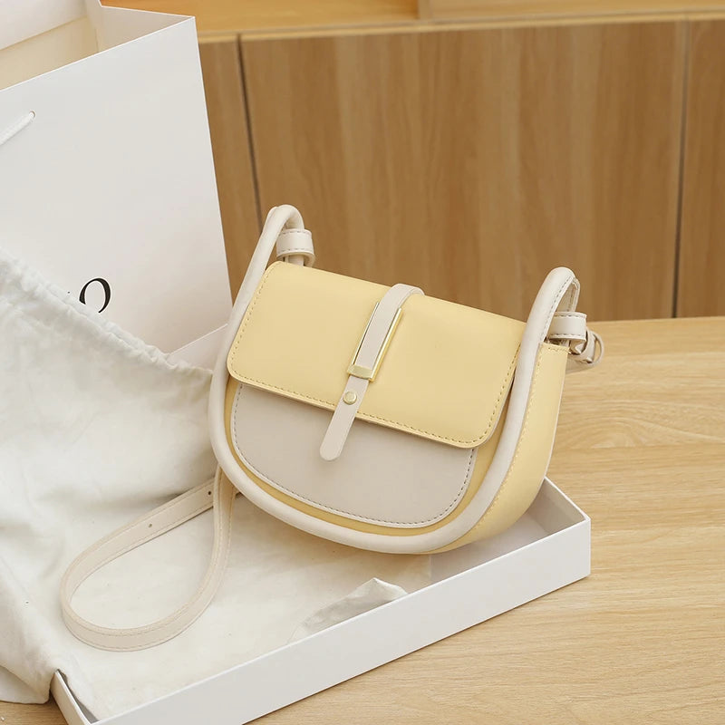 Patchwork Style Crossbody Bag Women PU Leather Handbag
