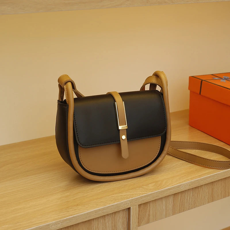 Patchwork Style Crossbody Bag Women PU Leather Handbag