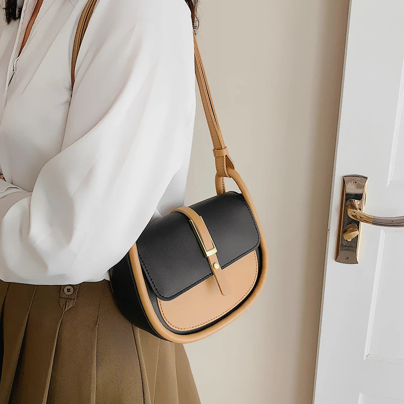 Patchwork Style Crossbody Bag Women PU Leather Handbag