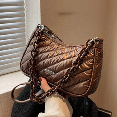 Thick Chain Half Moon Crossbody Bag Women's Shoulder Handbag