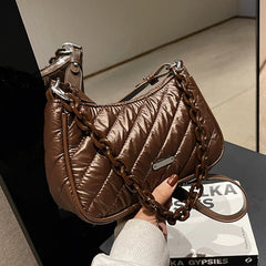 Thick Chain Half Moon Crossbody Bag Women's Shoulder Handbag