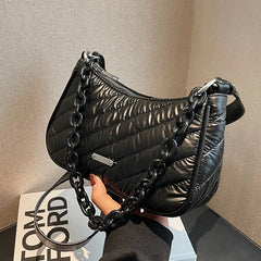 Thick Chain Half Moon Crossbody Bag Women's Shoulder Handbag