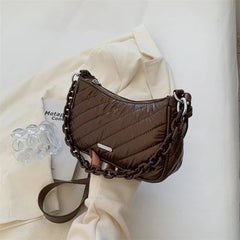 Thick Chain Half Moon Crossbody Bag Women's Shoulder Handbag