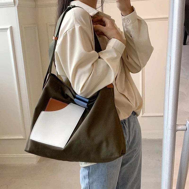 Canvas Top Handle Crossbody Bag Large Hobo Cloth Handbags