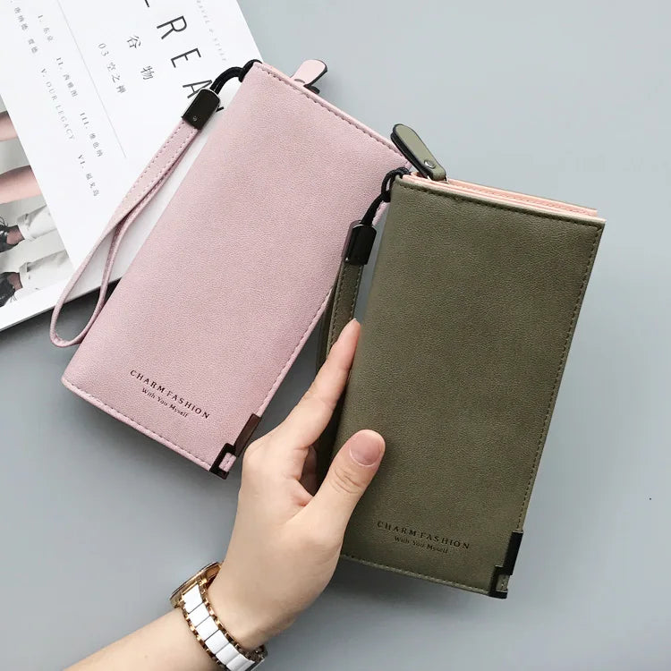 Women Leather Purses High Ladies Clutch Zipper Wallets