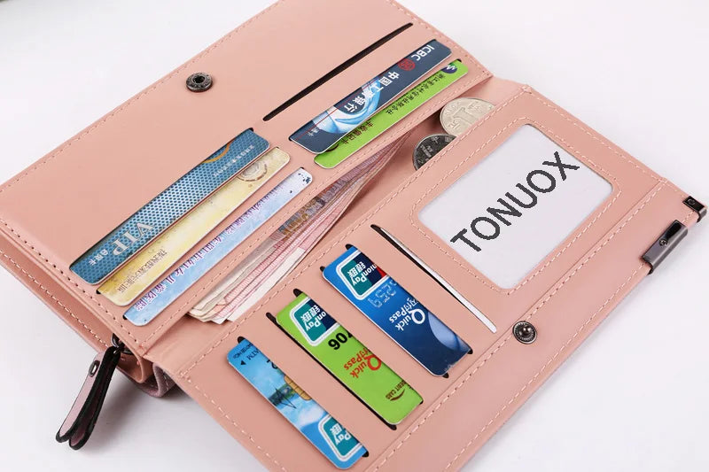 Women Leather Purses High Ladies Clutch Zipper Wallets