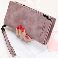 Women Leather Purses High Clutch Zipper Wallet Ladies Long Handbag