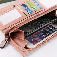 Women Leather Purses High Clutch Zipper Wallet Ladies Long Handbag