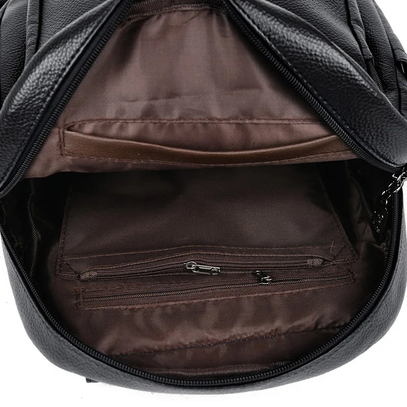 High Leather Women Backpack for Teenager Girls
