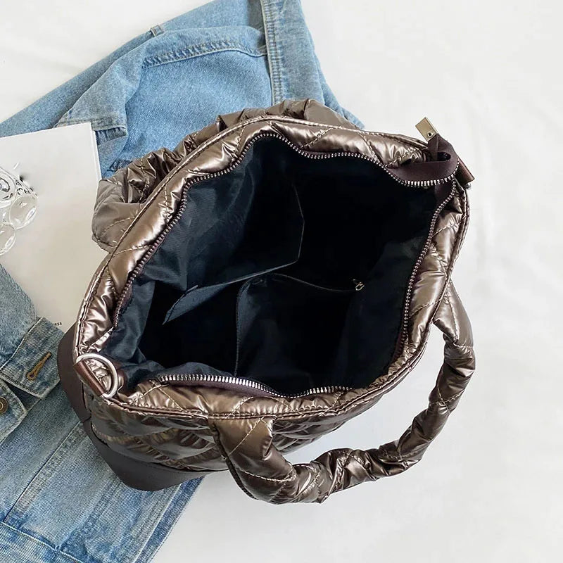 Winter Handbag for Women High Down Cotton Crossbody Bag