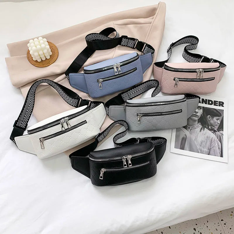 Women's PU Leather Waist Bag Fanny Pack Crossbody Chest Travel Belt Pack
