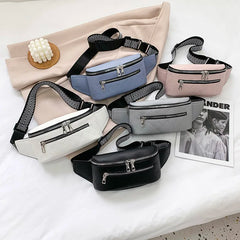 Women's PU Leather Waist Bag Fanny Pack Crossbody Chest Travel Belt Pack
