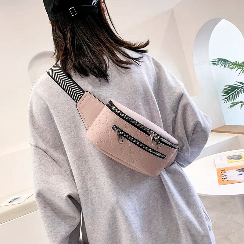 Women's PU Leather Waist Bag Fanny Pack Crossbody Chest Travel Belt Pack