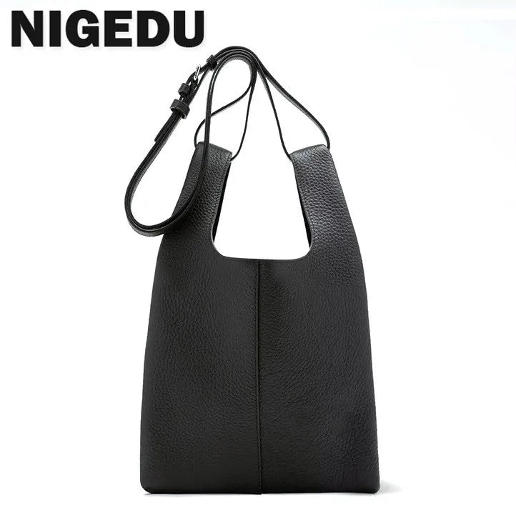Women Bucket Bag Soft PU Leather Large Capacity Lady Shoulder Bag