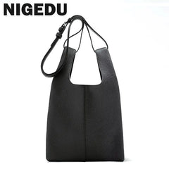 Women Bucket Bag Soft PU Leather Large Capacity Lady Shoulder Bag