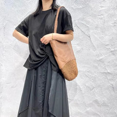Leather Women's Bag Woven Shoulder Bag Messenger Bag Dual-Use Big Bag