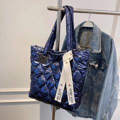 Quilted Cotton Pad Square Bag Soft Shoulder Crossbody Handbag