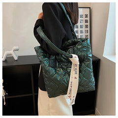 Quilted Cotton Pad Square Bag Soft Shoulder Crossbody Handbag