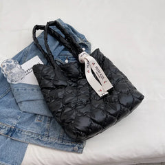 Quilted Cotton Pad Square Bag Soft Shoulder Crossbody Handbag