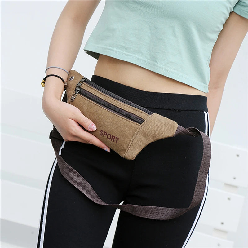 Waterproof Outdoor Sports Bag Canvas Pouch Korean-Style Waist Bag