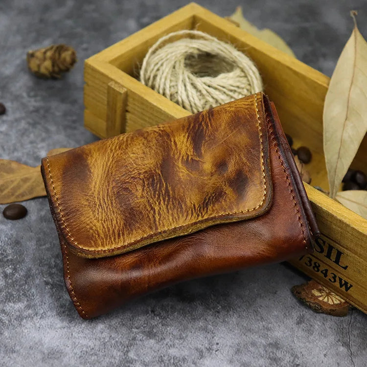 Vintage Leather Wallet Men Women Small Purse Female Portfolio