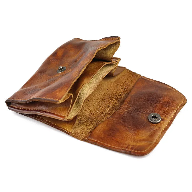 Vintage Leather Wallet Men Women Small Purse Female Portfolio