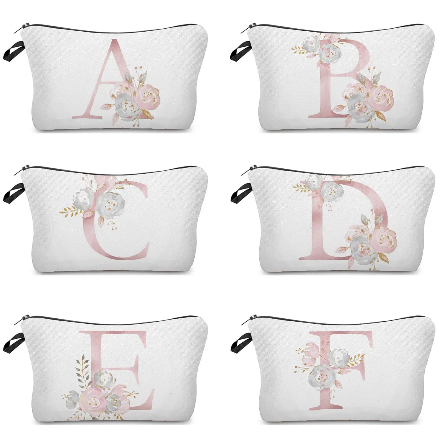 Bridal Party Heat Transfer Flowers Makeup Bag Organizer Cosmetic Pouch Lady