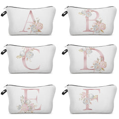 Bridal Party Heat Transfer Flowers Makeup Bag Organizer Cosmetic Pouch Lady