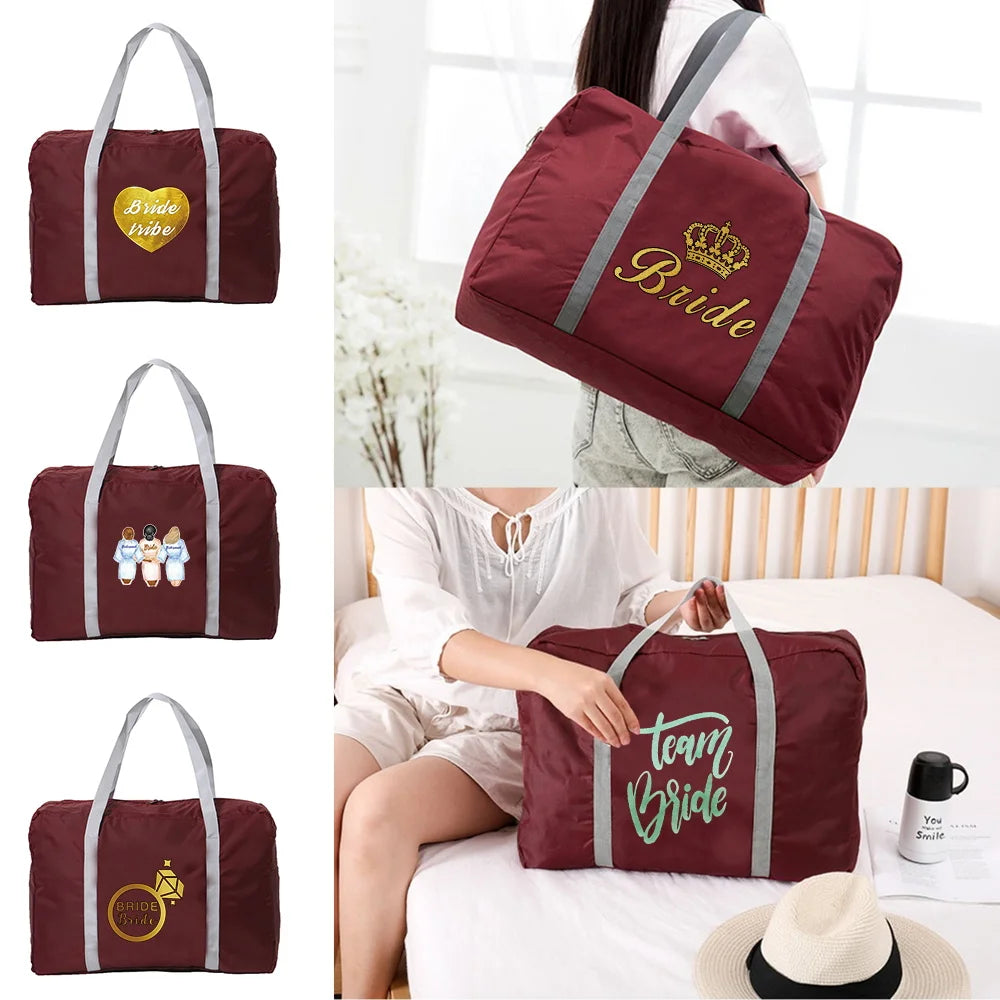 Bride Series Printed Travel Bag Unisex Foldable Duffle Bag