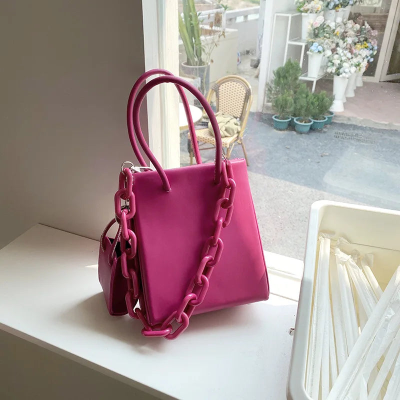 Bright Women Shoulder Crossbody Bag Acrylic Chain Composite Bag Large Handbag