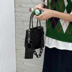 Bright Women Shoulder Crossbody Bag Acrylic Chain Composite Bag Large Handbag