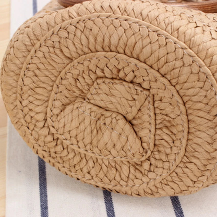 British Cylinder Straw Woven Bag Crossbody Dual-Use Bucket Leisure Bag