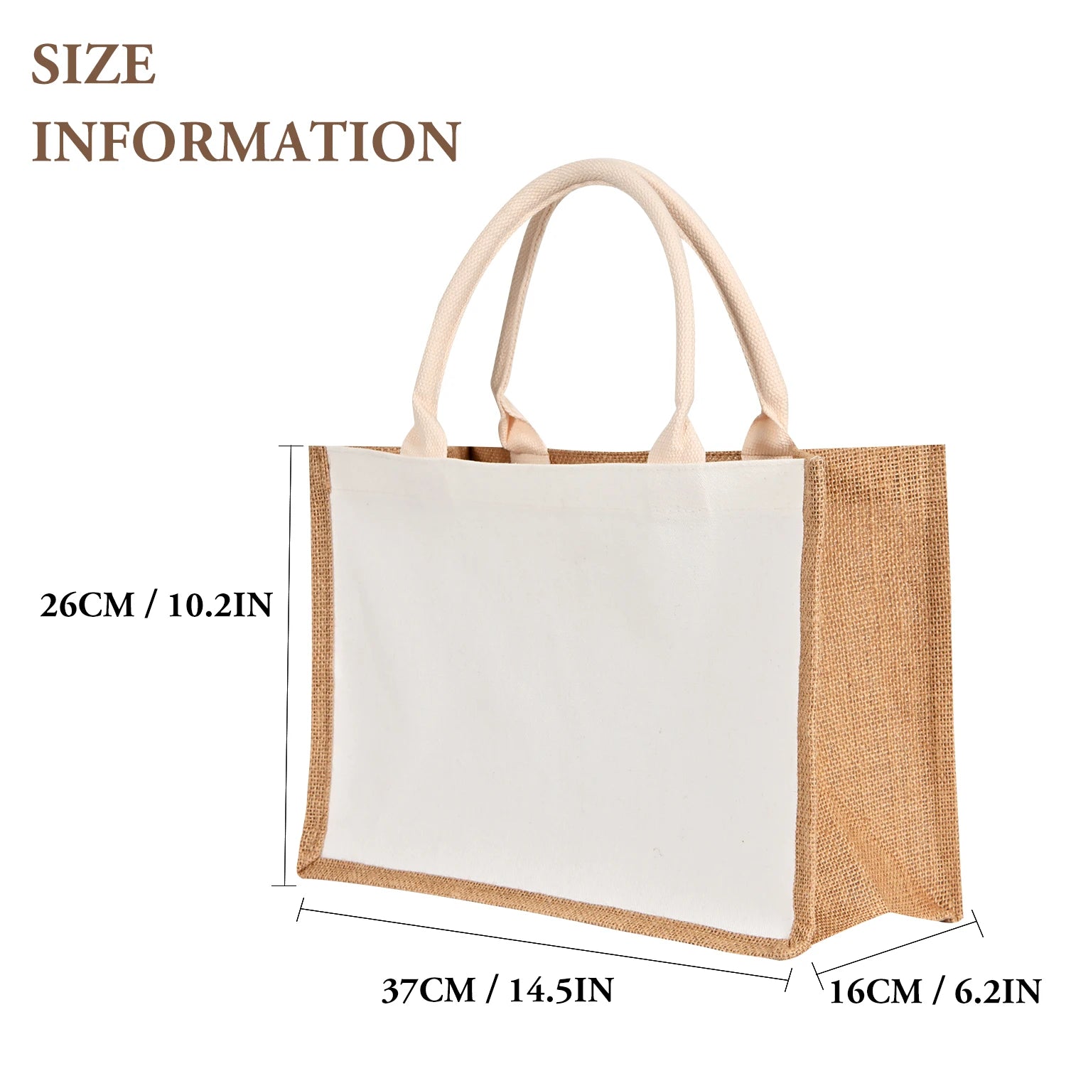 Brown Letters Pattern Burlap Bag Foldable Shoulder Bags Portable Canvas Bags