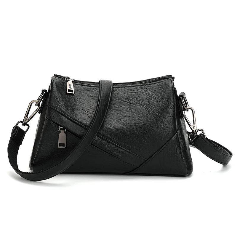 Women's Brown Sheepskin Leather Shoulder Bag Crossbody Purse