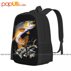 Brown Trout Fishing Backpack Large Capacity Gym Training