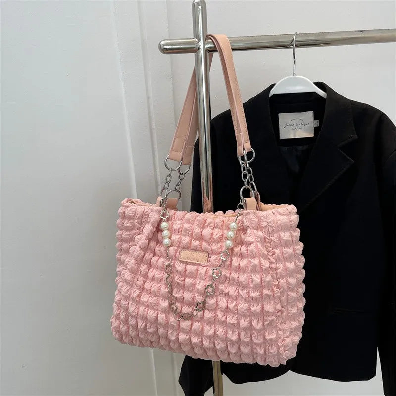 Bubble Flower Shoulder Bag Girls Student Vest Shopping Bags