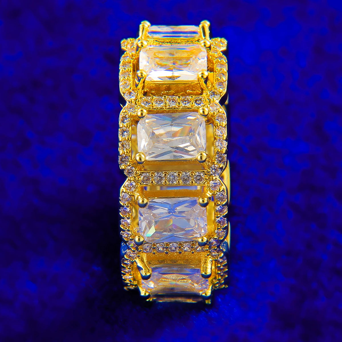 Bubble Iced Baguette Ring Men Hip Hop Jewelry