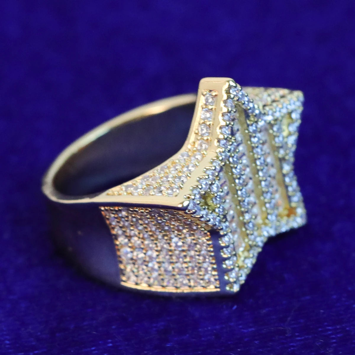 Bubble Letter Men Ring Baguette Star Charm Hip Hop Jewelry Gift