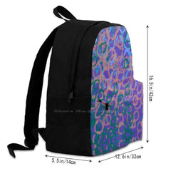 Large Capacity Laptop Travel Backpack - Bubbly Bubbles Purple Peach